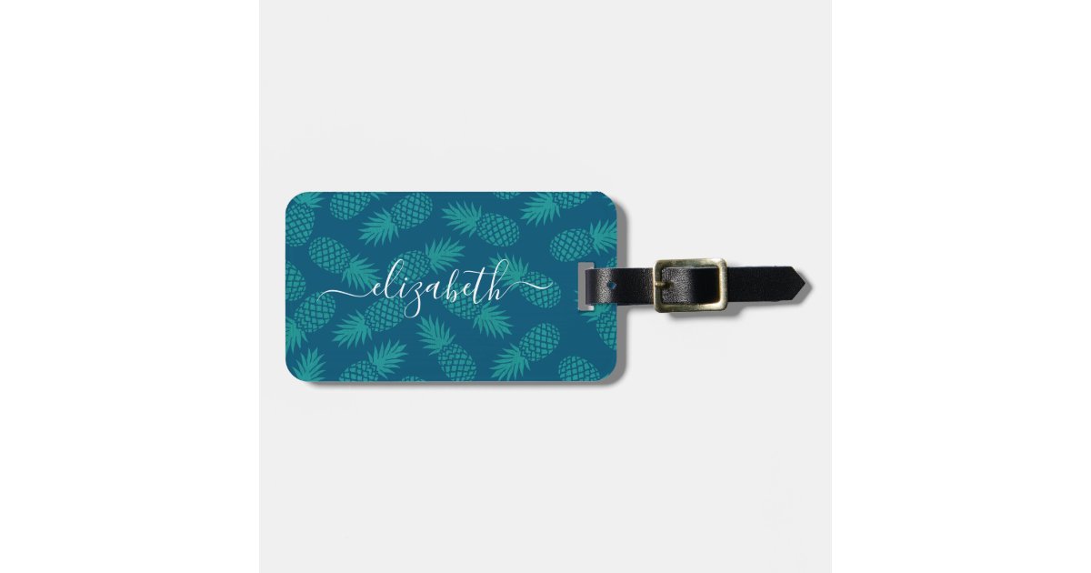 Stylish Name Personalized Teal Bag Tag