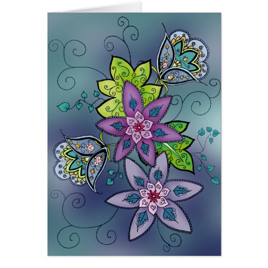 Teal Tulips Card (blank) (Front)