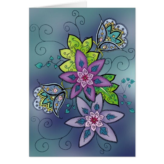 Teal Tulips Card (blank)