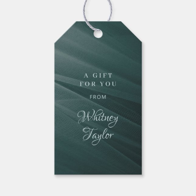 Teal Tulle Texture Gift Tags (Front)