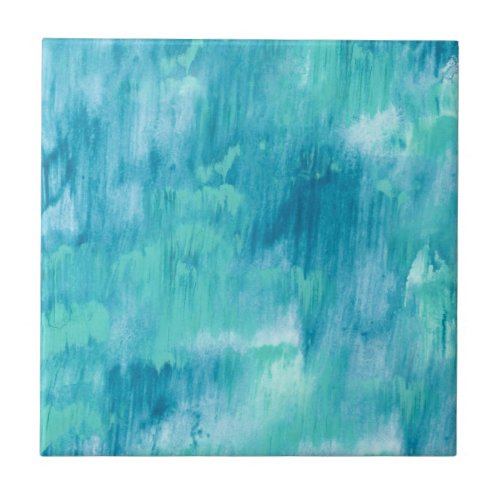 Teal Turquoise Abstract Ceramic Tile