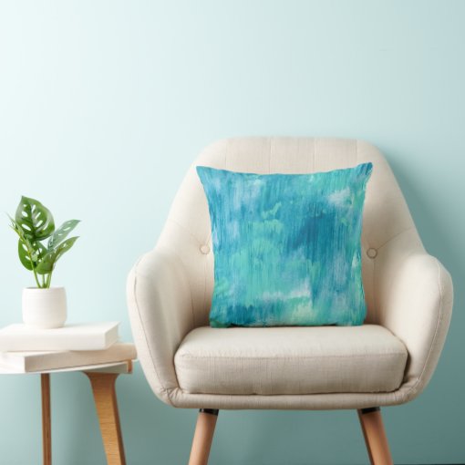 Teal Turquoise Abstract Throw Pillow | Zazzle