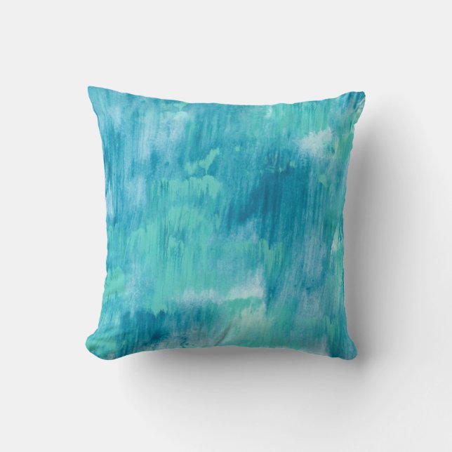 Teal Turquoise Abstract Throw Pillow (Front)