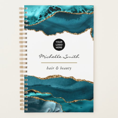 Teal _ Turquoise and Gold Agate Business Planner