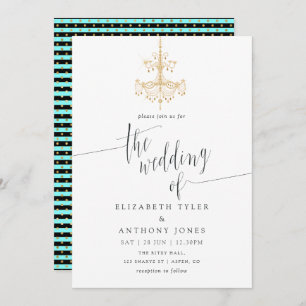 Teal - Turquoise and Gold Chic Paris Wedding Invitation
