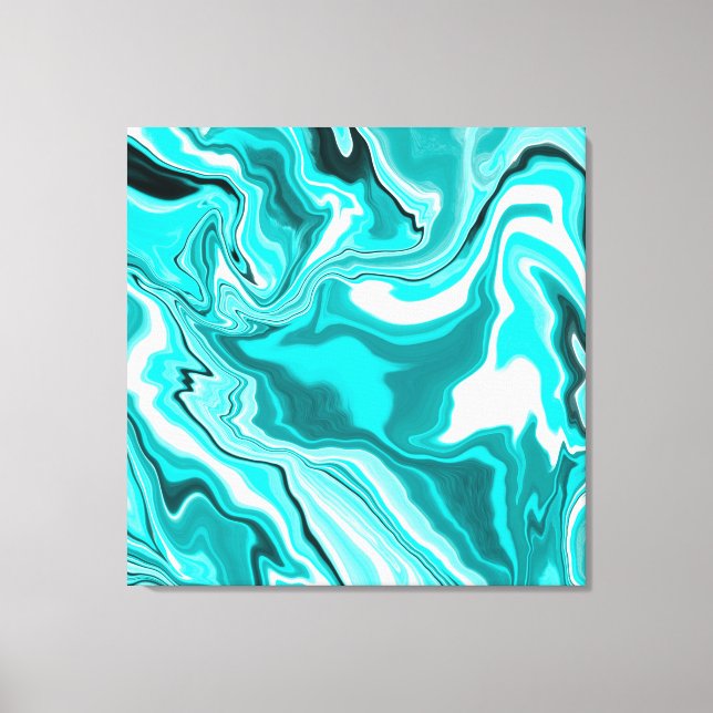 Teal, Turquoise and White Marble  Canvas Print (Front)