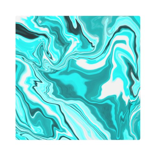 Teal Turquoise and White Marble  Metal Print