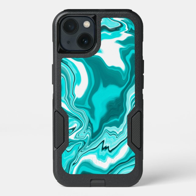 Teal, Turquoise and White Marble  Otterbox iPhone Case (Back)
