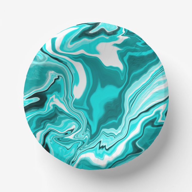 Teal, Turquoise and White Marble   Paper Bowls (Front)
