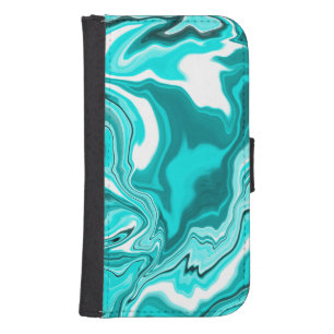 Teal, Turquoise and White Marble    Galaxy S4 Wallet Case