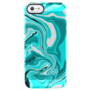 Teal, Turquoise and White Marble  Clear iPhone SE/5/5s Case