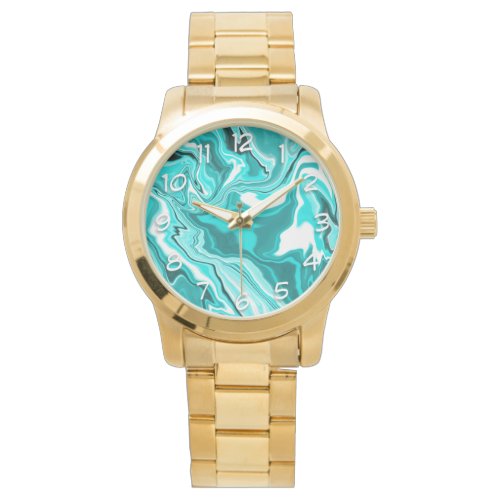 Teal Turquoise and White Marble     Watch