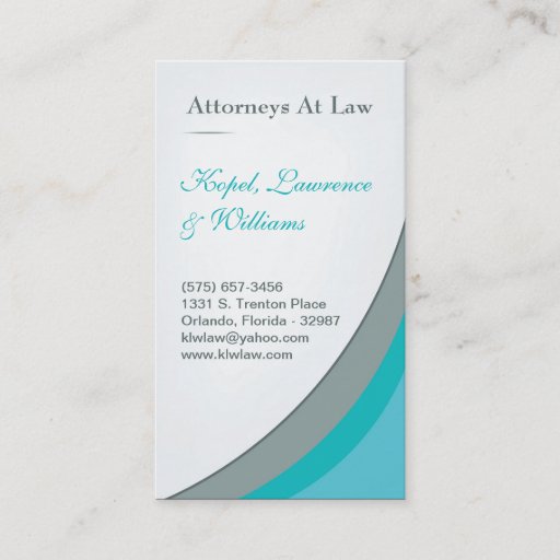 Customizable Teal Turquoise Aqua Blue Law Firm Business Card