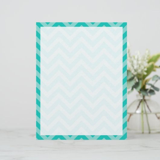 Teal Turquoise Aqua Large Chevron ZigZag Pattern (Standing Front)