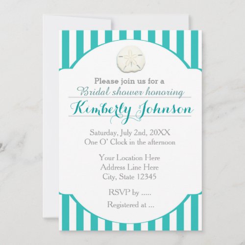 Teal Turquoise Beach Sand Dollar Event Invitation