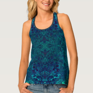 Teal Turquoise Black Elegant Gemstone Tank Top