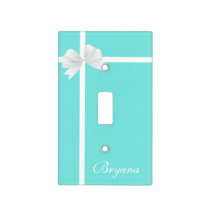 Teal Turquoise Blue & Bow Decor Light Switch Cover