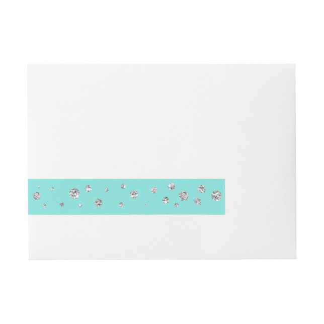 Teal Turquoise Blue & Bow Wedding Wrap Around Address Label (Front)