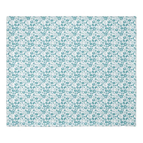 Teal Turquoise Blue Floral Pattern Duvet Cover