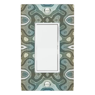 Teal Turquoise Blue Gray Brown Hip Bohemian Art Light Switch Cover