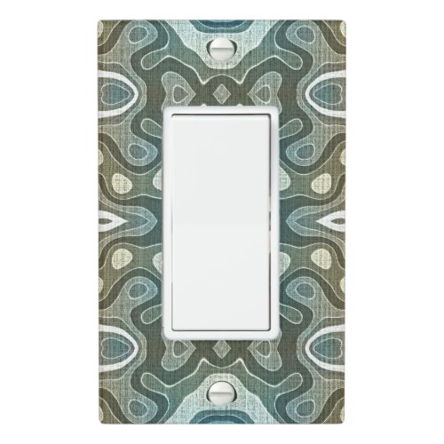 Teal Turquoise Blue Gray Brown Hip Bohemian Art Light Switch Cover