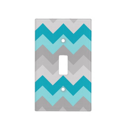 Teal Turquoise Blue Grey Gray Chevron Ombre Fade Light Switch Cover