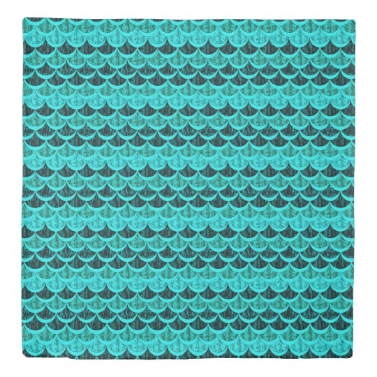 Teal Turquoise Blue Mermaid Scales Patterned Duvet Cover Zazzle Com