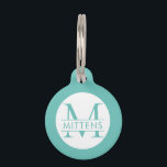 Teal Turquoise Blue Monogram Pet ID Tag<br><div class="desc">Add your cat, dog, or pet's name and monogram to a simple cute, minimal, and modern ID tag with a turquoise teal blue border. All colors and fonts can be changed by clicking "customize further" to design your own pet charm. Coordinating pet accessories are available in the Paper Grape Designer...</div>