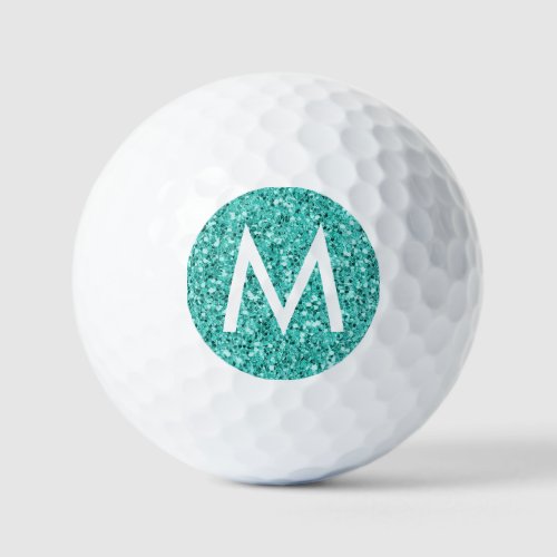 Teal Turquoise Blue Personalized Initial  Golf Balls