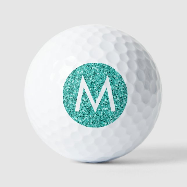 Teal Turquoise Blue Personalized Initial  Golf Balls (Front)