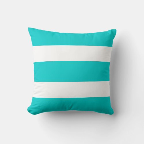 Teal Turquoise Blue Striped Beach Summer Outdoors  Throw Pillow