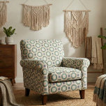 Teal Turquoise Brown Octagon Geometric Mosaic Tile Fabric