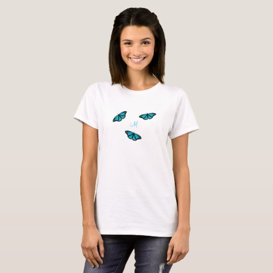 teal turquoise butterflies personalized T-Shirt