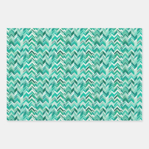 Teal Turquoise Chevron Wrapping Paper Sheets