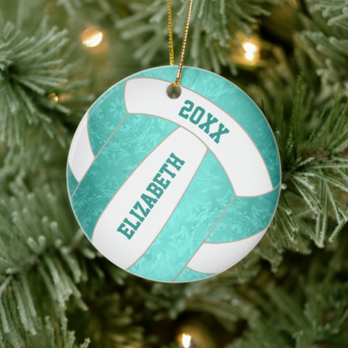 teal turquoise colorful girly volleyball ceramic ornament