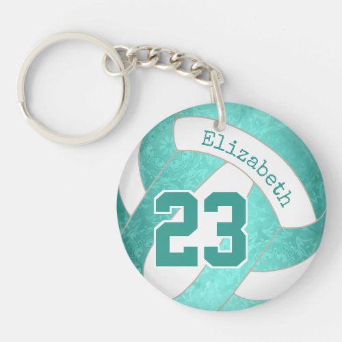 teal turquoise colorful girly volleyball keychain