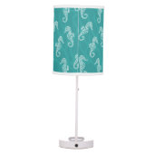 Teal Turquoise Coral Reef Seahorse Table Lamp (Back)