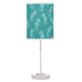 Teal Turquoise Coral Reef Seahorse Table Lamp (Front)