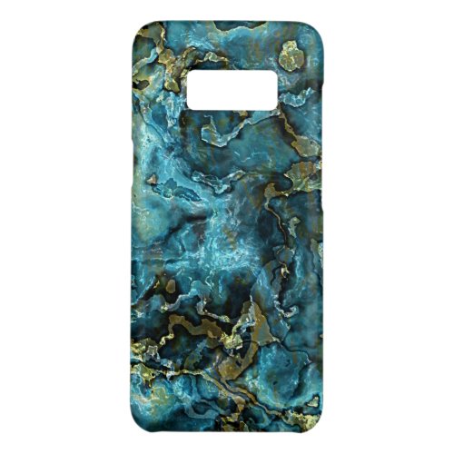 Teal Turquoise Faux Gold Minerals Agate Pattern Case_Mate Samsung Galaxy S8 Case