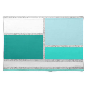 Teal & Turquoise Geometric Blocks Placemat