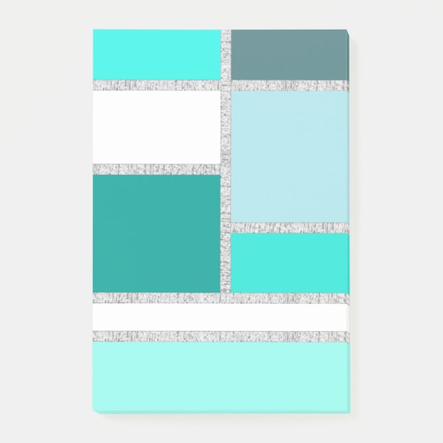 Teal & Turquoise Geometric Blocks Post-it Notes (Front)