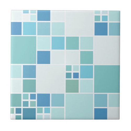 Teal Turquoise Geometric Pattern Bathroom Tile