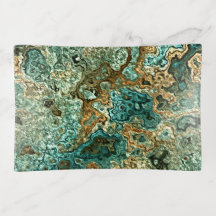 Teal Turquoise Gold Brown Minerals Marble Pattern