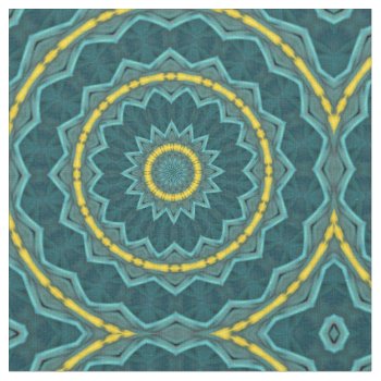 Teal Turquoise Gold Starburst Rings Tropical Print Fabric by shotwellphoto at Zazzle