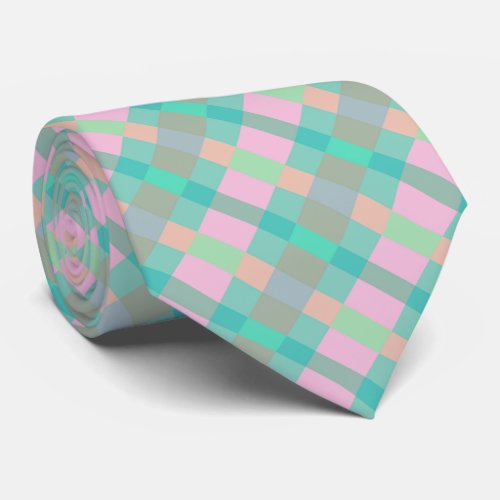 Teal Turquoise Green Blue Pink Pattern Neck Tie