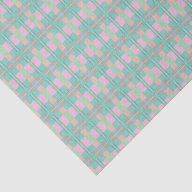 Teal Turquoise Green Blue Pink Pattern Neck Tie Tissue Paper (Detail)