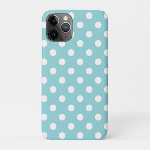 Teal Turquoise Green  White Polka Dots Dot iPhone 11 Pro Case