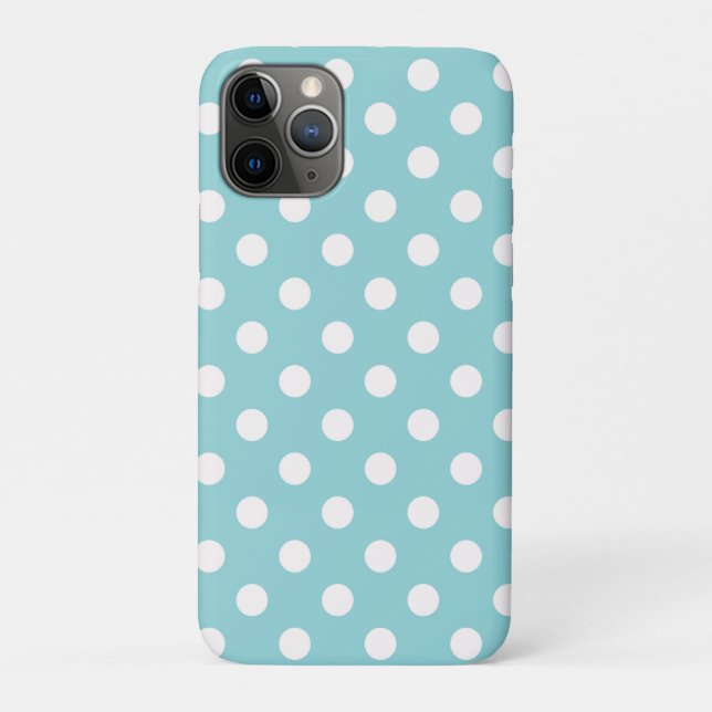 Teal Turquoise Green & White Polka Dots Dot Case-Mate iPhone Case (Back)