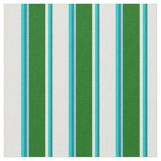 Teal, Turquoise, Light Cyan, Dark Green & Sky Blue Fabric (Close Up)