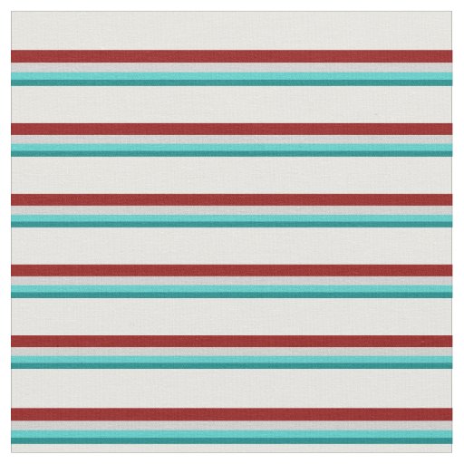Teal, Turquoise, Light Gray, Dark Red & Mint Cream Fabric